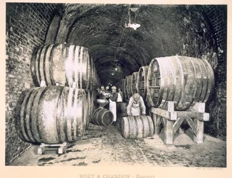 Pouring the wine into the barrels, from 
